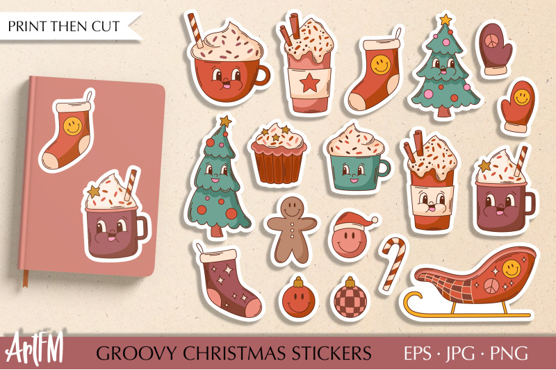 cute-christmas-sticker-bundle-retro-christmas-stickers
