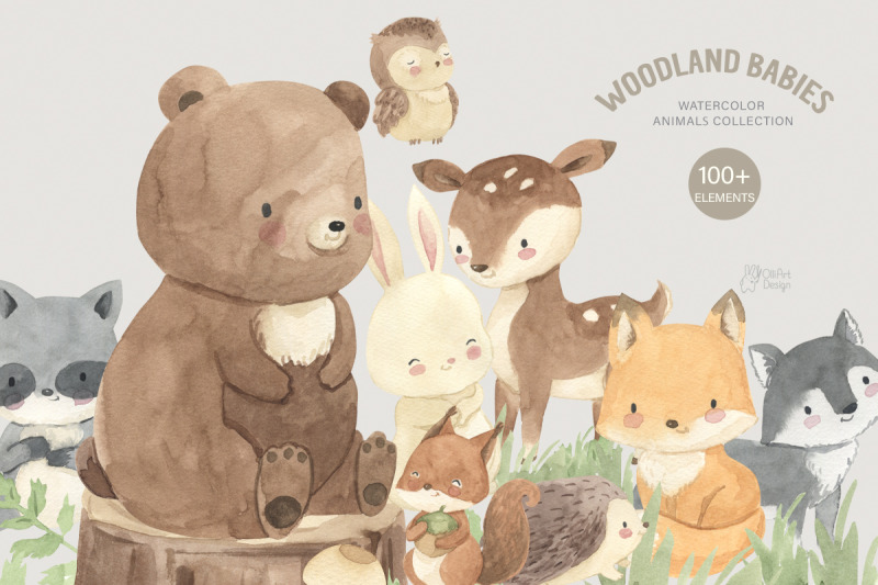 woodland-babies-watercolor-clipart