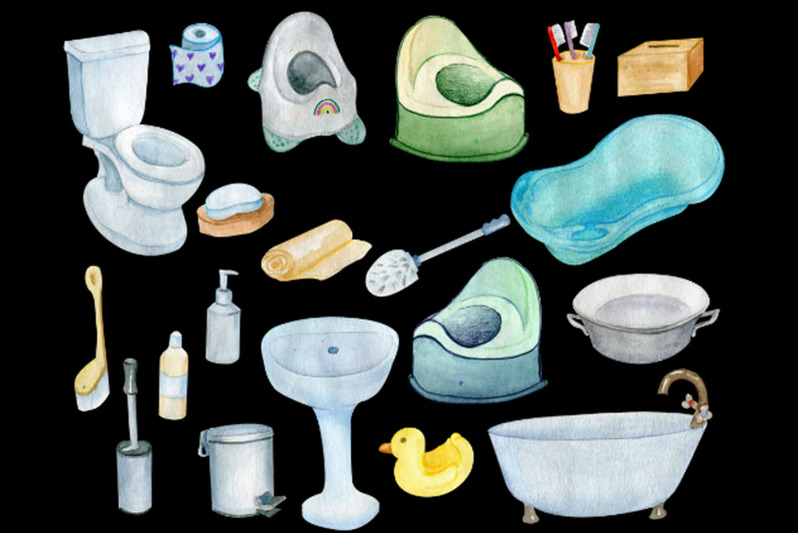 watercolor-bathroom-clipart-png