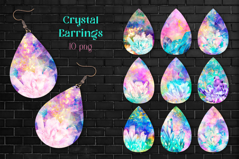 watercolor-crystal-earring-sublimation-png-bundle-teardrop-design