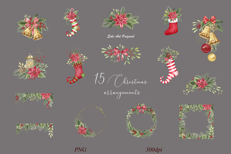 christmas-festive-collection-watercolor-clipart-bundle
