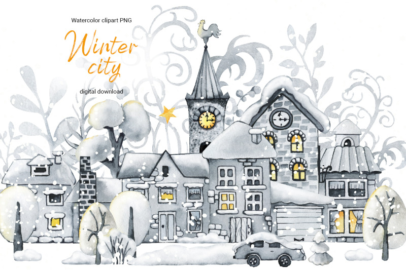 winter-city-watercolor-clipart-christmas-night-streets-houses-snow
