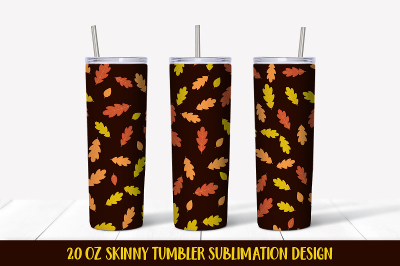 fall-tumbler-wrap-sublimation-oak-leaves-skinny-tumbler