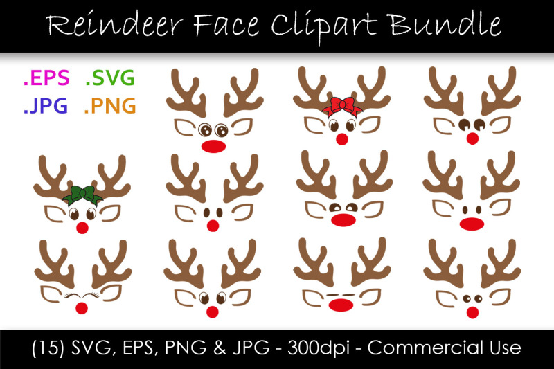 christmas-reindeer-face-clipart-bundle