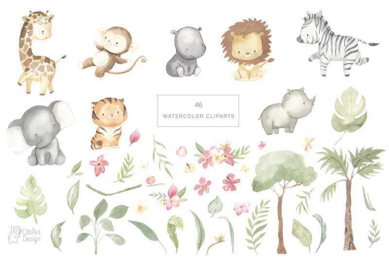 safari-animals-watercolor-nursery-decor-baby-shower-clipart