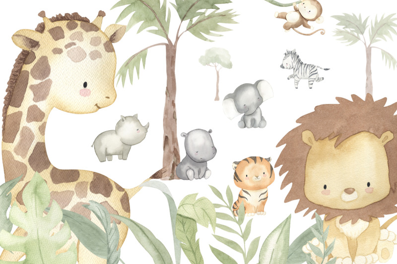safari-animals-watercolor-nursery-decor-baby-shower-clipart