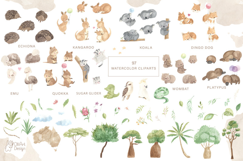 australian-animals-watercolor-collection