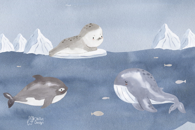 arctic-friends-watercolor-animal-clipart