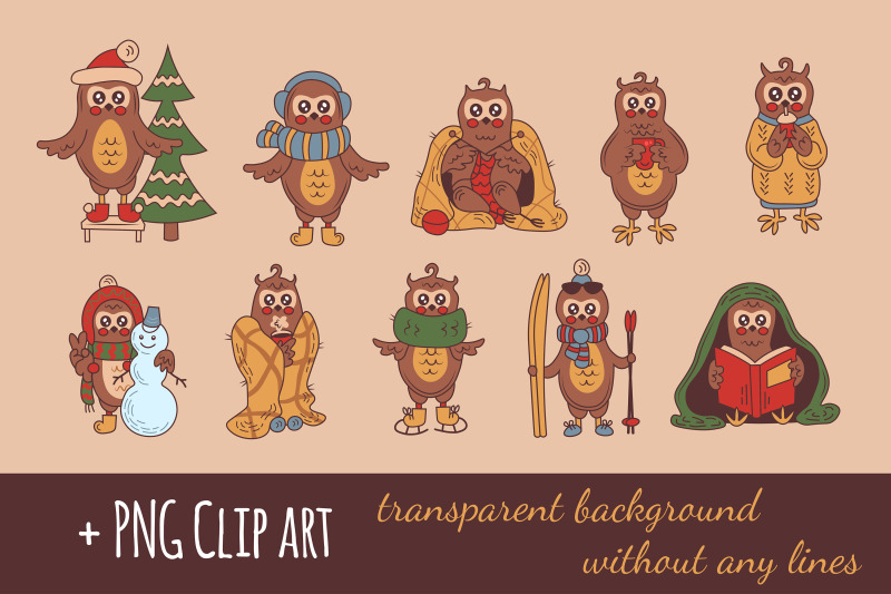 cozy-owls-christmas-stickers-clipart