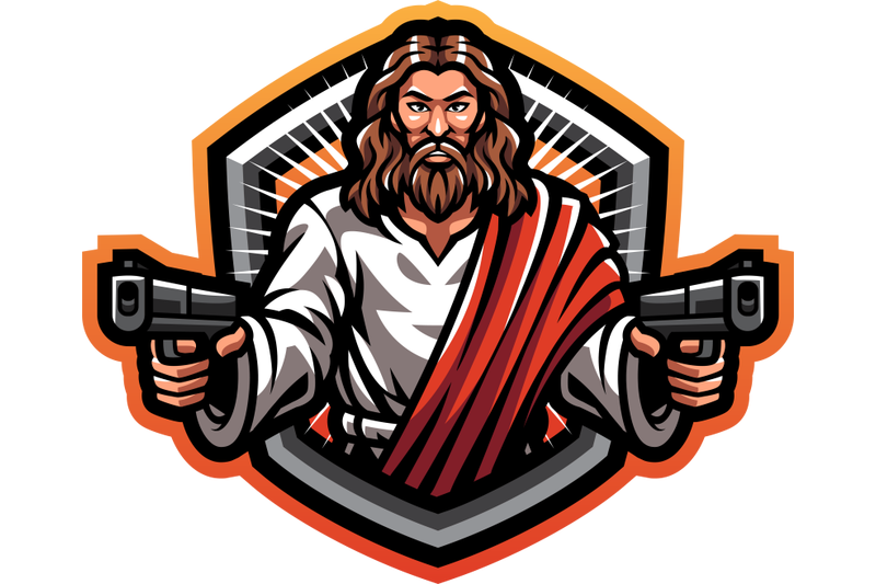 jesus-gunner-esport-mascot-logo-design