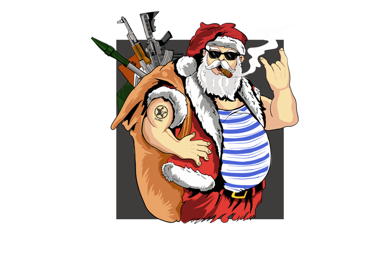 santa-is-back-from-war-vector-illustration