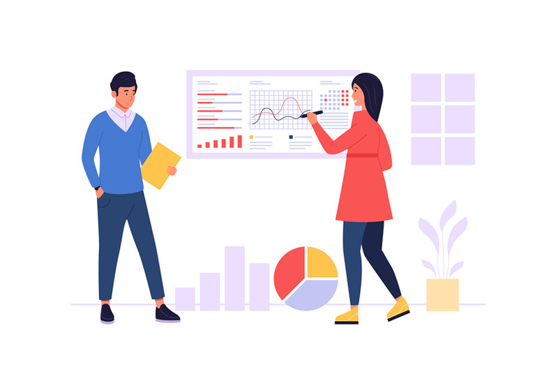 market-forecast-people-analysing-info-chart-and-diagrams-characters