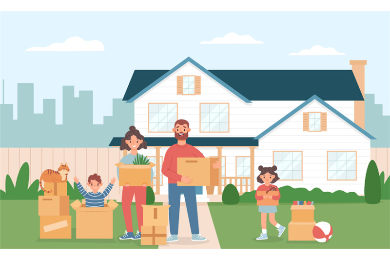 family-moving-into-new-house-parents-and-daughter-carrying-cardboard