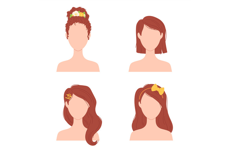 flat-woman-hairstyles-with-flower-brunette-female-characters-with-dif