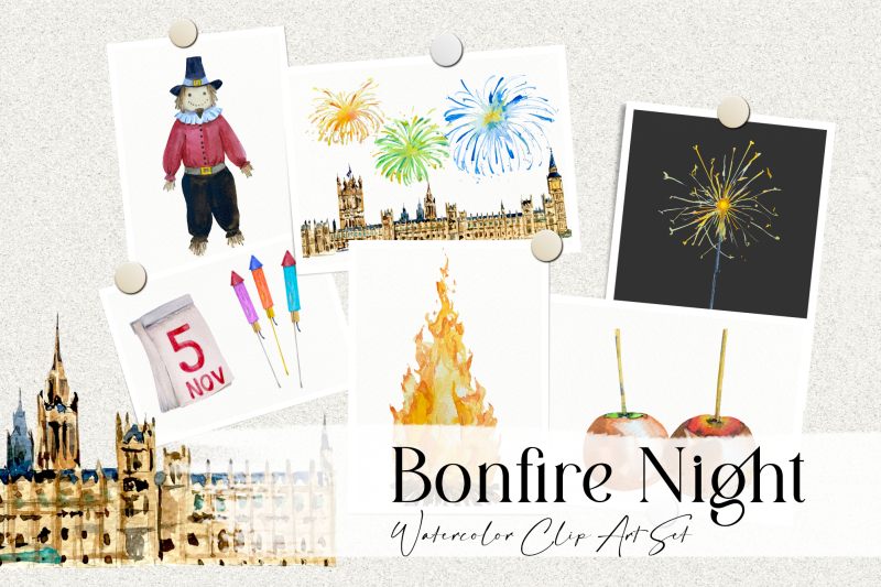 bonfire-night-watercolor-clip-art-set
