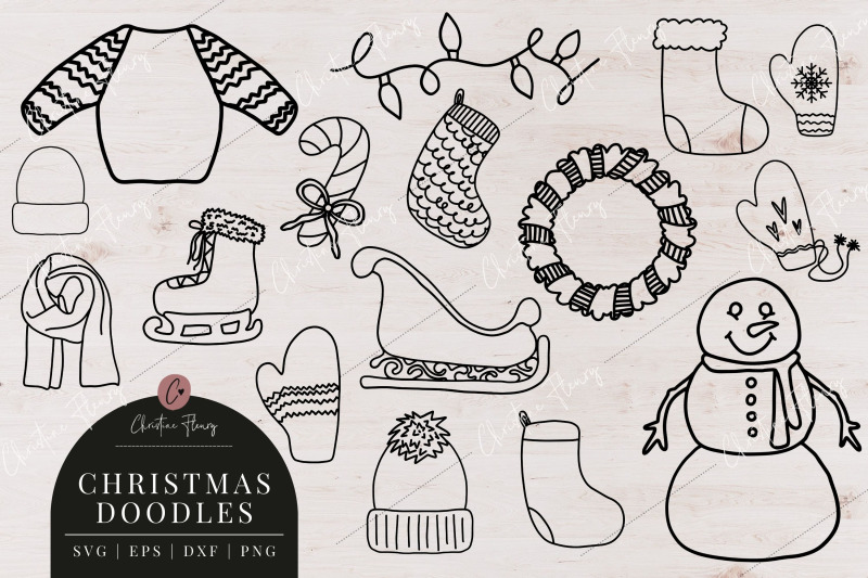 32-christmas-doodle-outline-svg-bundle