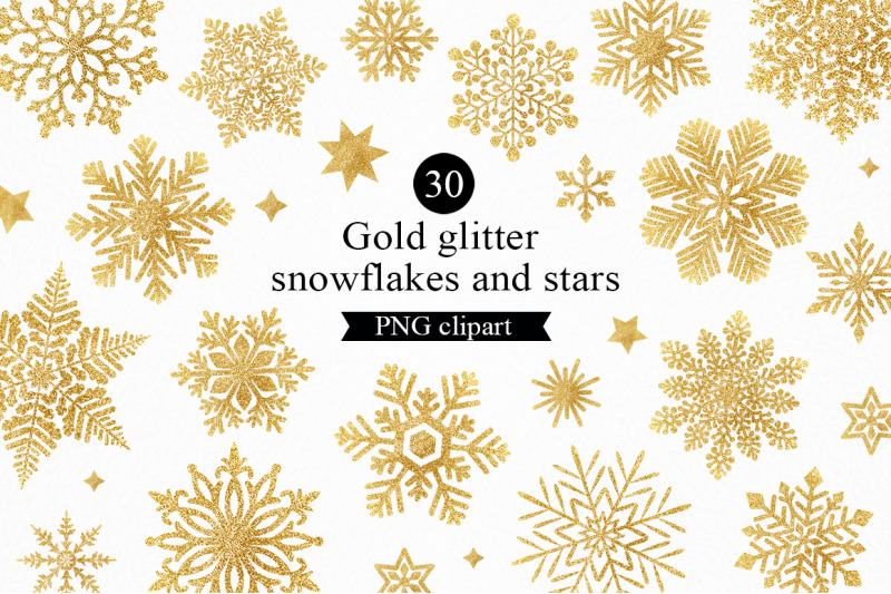 gold-glitter-snowflakes-and-stars-clipart-png