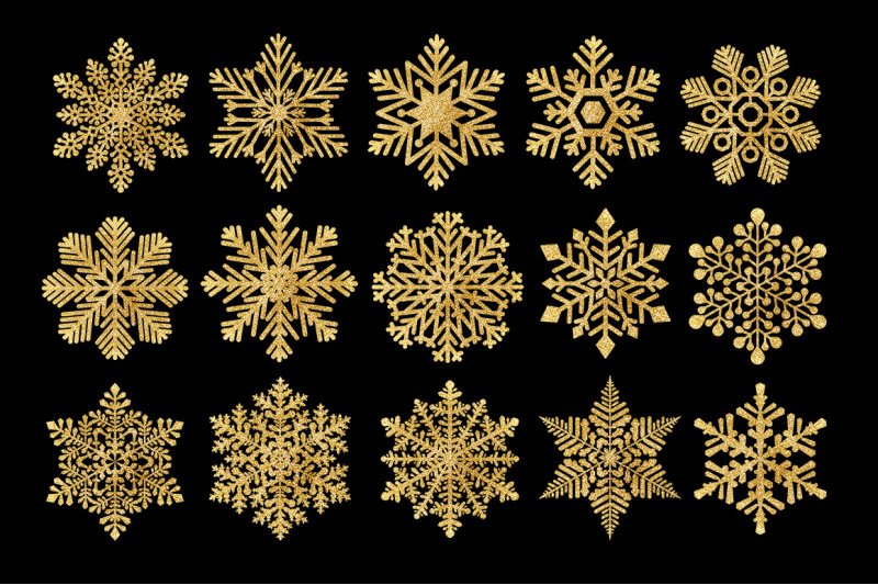 gold-glitter-snowflakes-and-stars-clipart-png