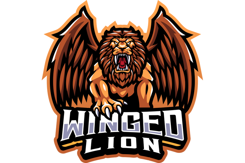 winged-lion-esport-mascot-logo-design