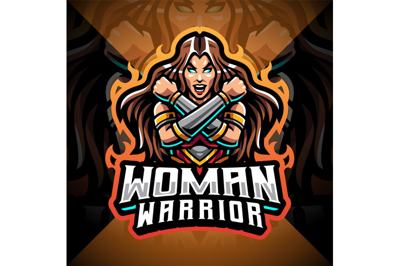 women-warrior-esport-mascot-logo-design