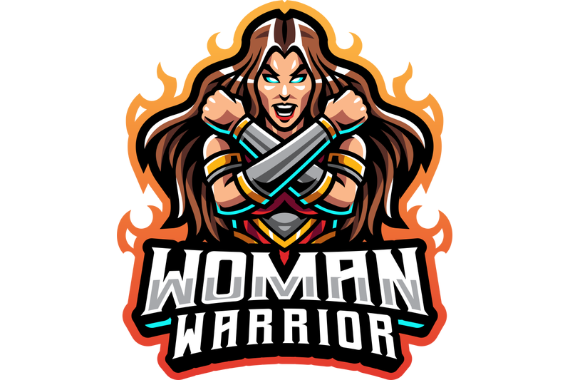 women-warrior-esport-mascot-logo-design
