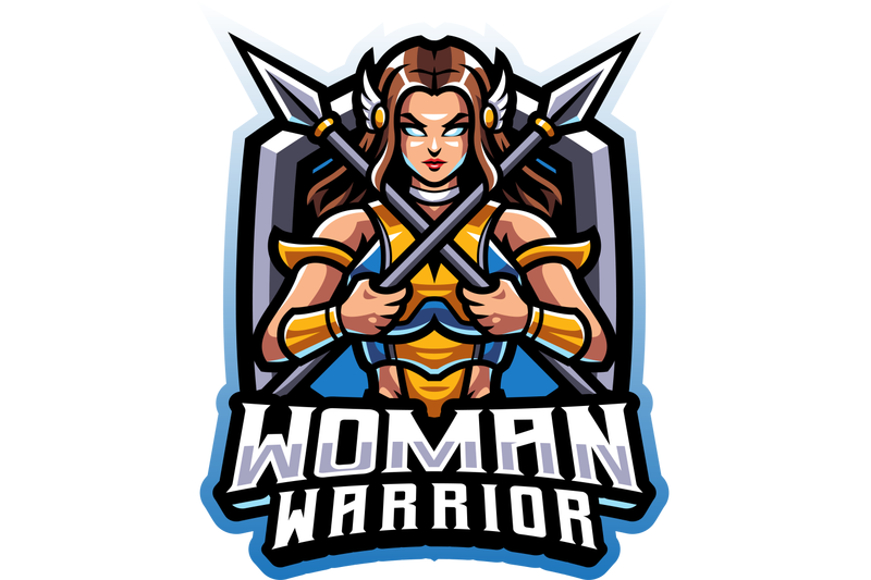 women-warrior-esport-mascot-logo-design