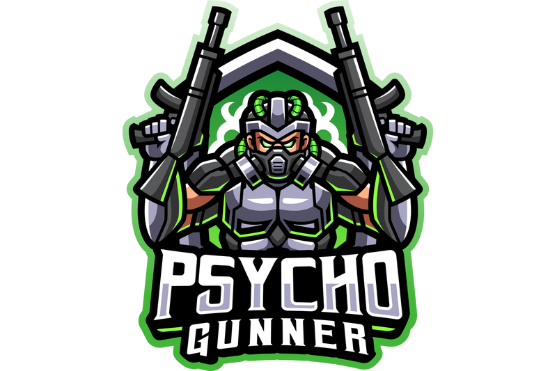 psycho-gunner-esport-mascot-logo-design