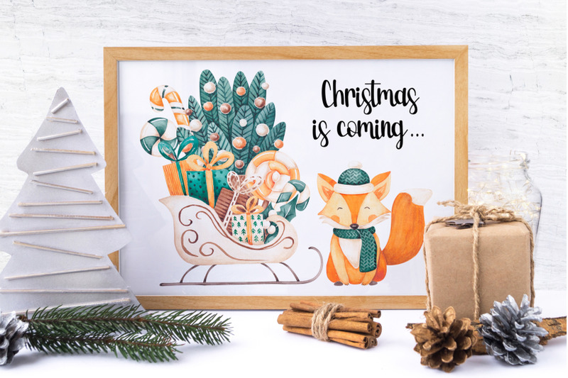 watercolor-set-quot-christmas-fox-quot