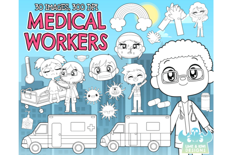 doctors-nurses-paramedics-medical-workers-digital-stamps