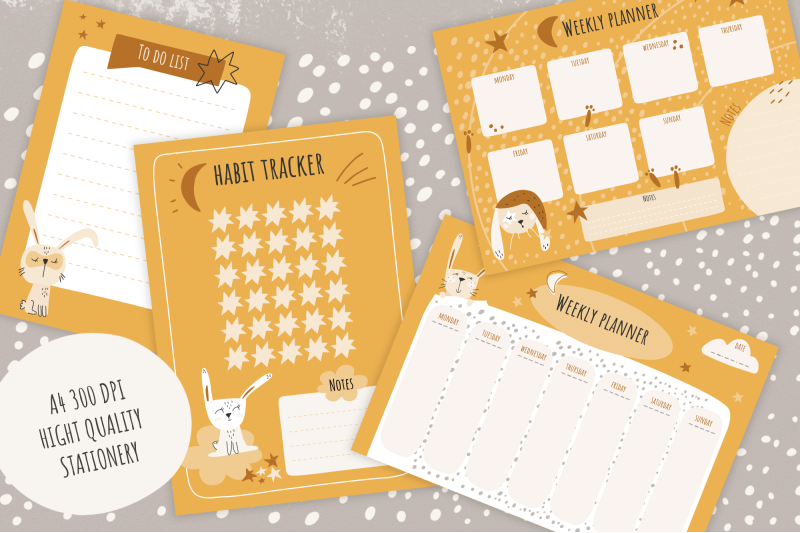 kids-planner-printable-cute-stationery-with-bunnies-moons-and-stars