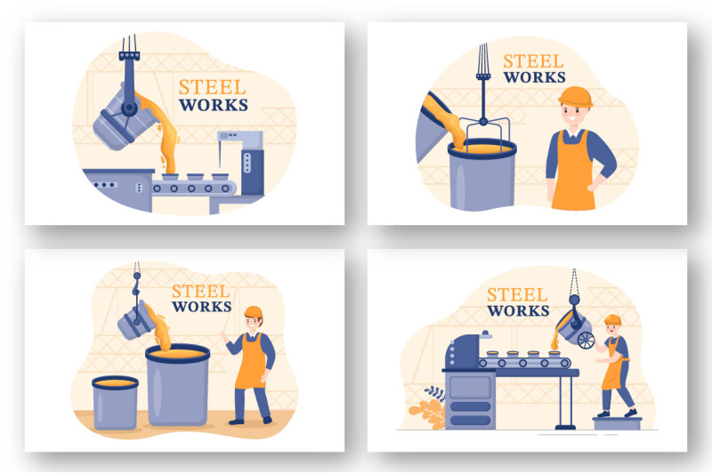 8-steelworks-and-hot-steel-pouring-illustration