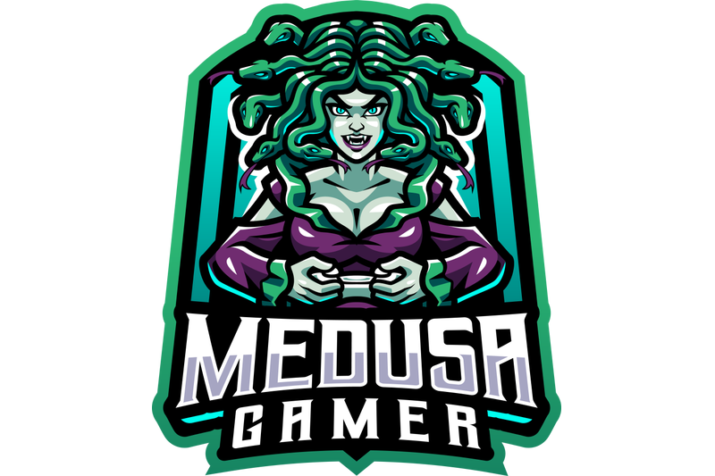 medusa-gamer-esport-mascot-logo-design