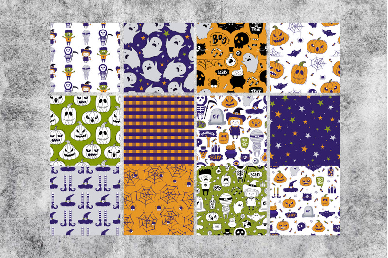 happy-halloween-seamless-patterns-set