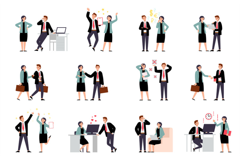 office-characters-business-collaboration-time-management-scenes-with