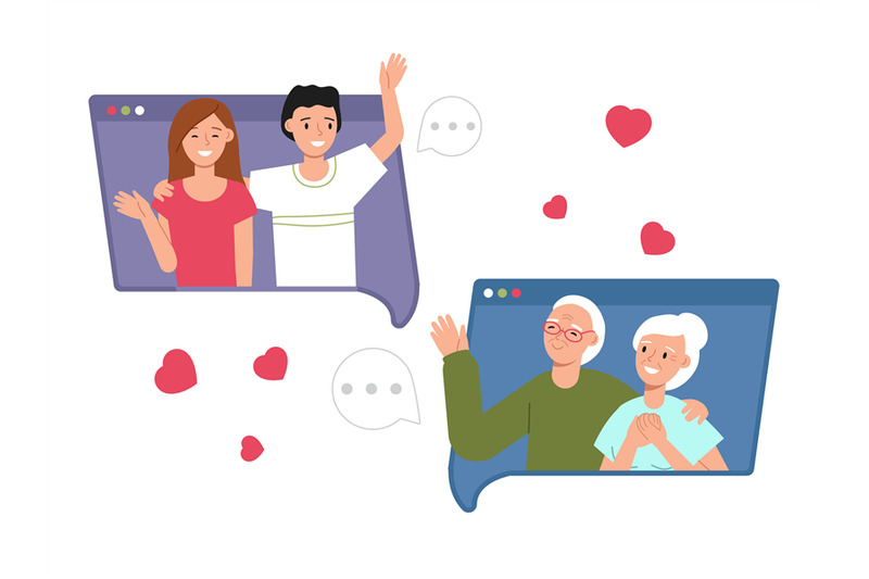 call-to-grandparents-happy-family-parents-talk-with-children-online