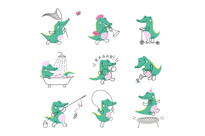 cartoon-crocodile-characters-cute-wild-crocodiles-in-humorous-situati