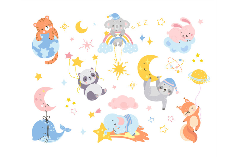 cute-sleeping-animals-cartoon-sleep-characters-on-moon-and-rainbow-b