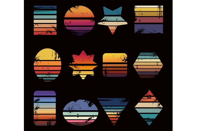 summer-retro-striped-sunset-prints-collection-surf-logo-basic-grunge