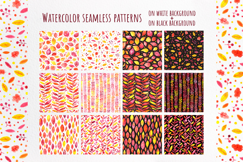 autumn-seamless-patterns-watercolor