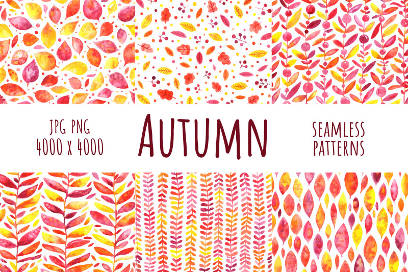 autumn-seamless-patterns-watercolor