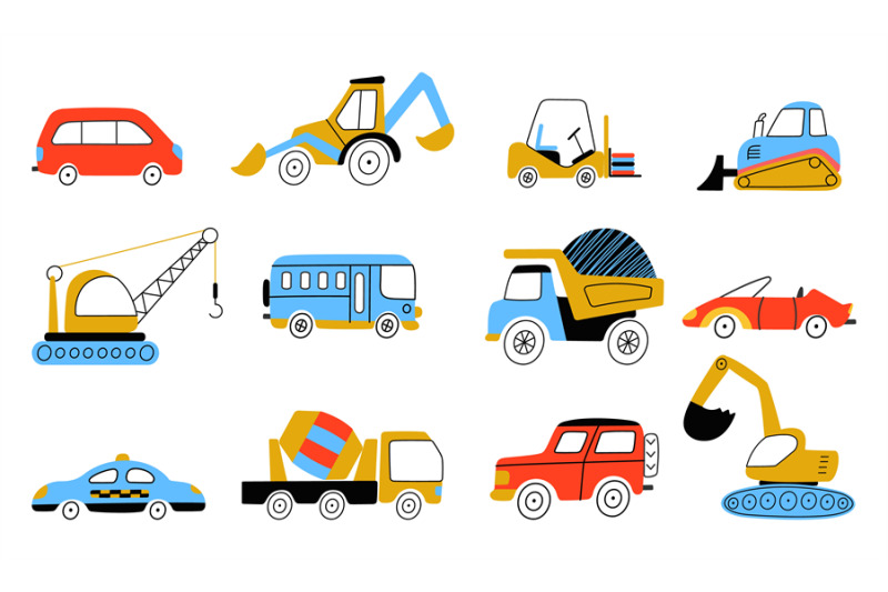 kids-style-construction-transport-funny-transportation-children-vehic