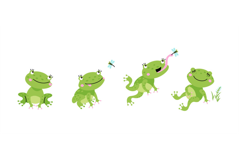 funny-frog-jumping-for-flying-insect-cartoon-pond-frogs-jump-and-eati