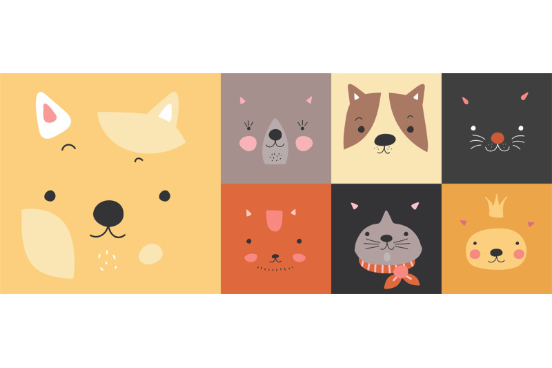 cute-animals-decorative-prints-cats-or-kittens-faces-for-kids-scandi