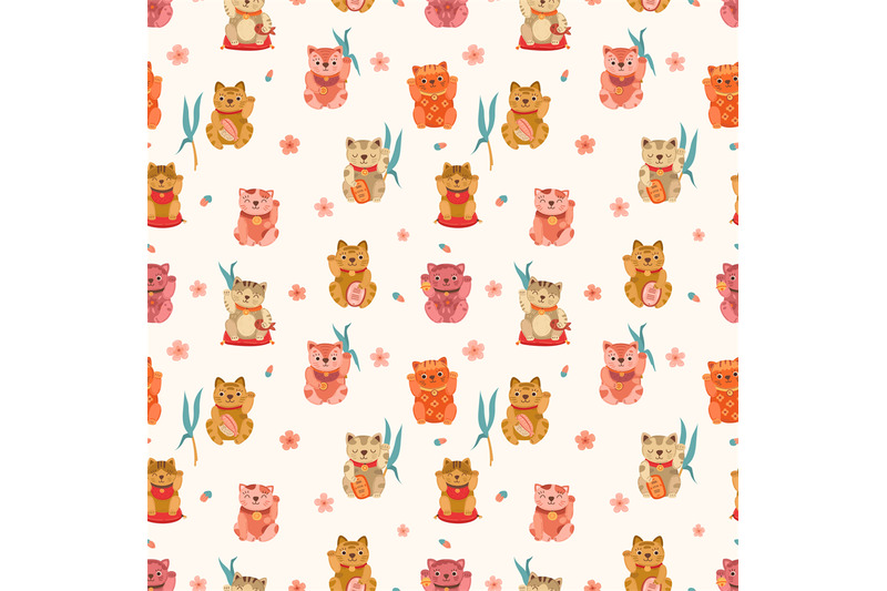 cute-neko-cat-and-sakura-flowers-background-japan-cats-asian-cartoon