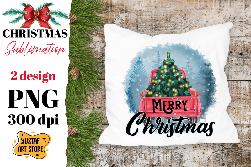 merry-christmas-truck-and-christmas-tree-sublimation-design