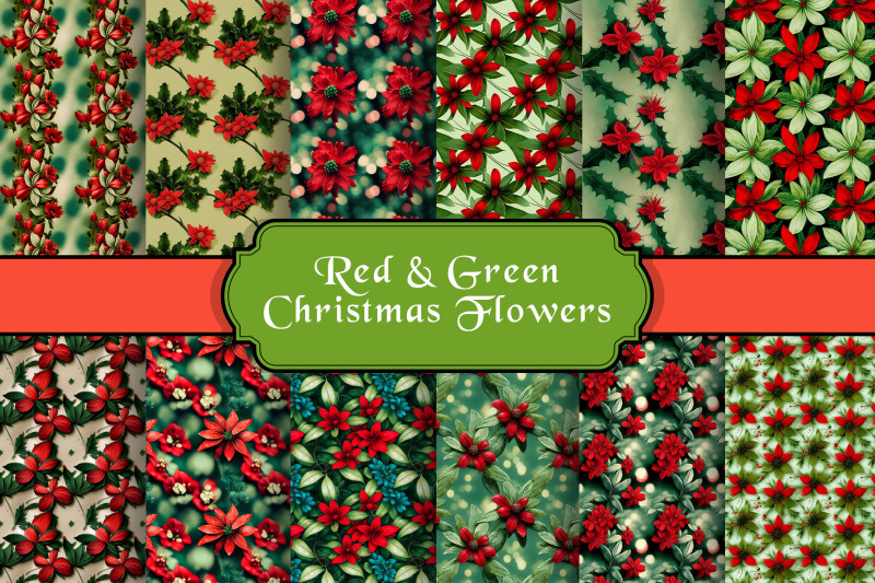 red-and-green-christmas-floral-seamless-pattern