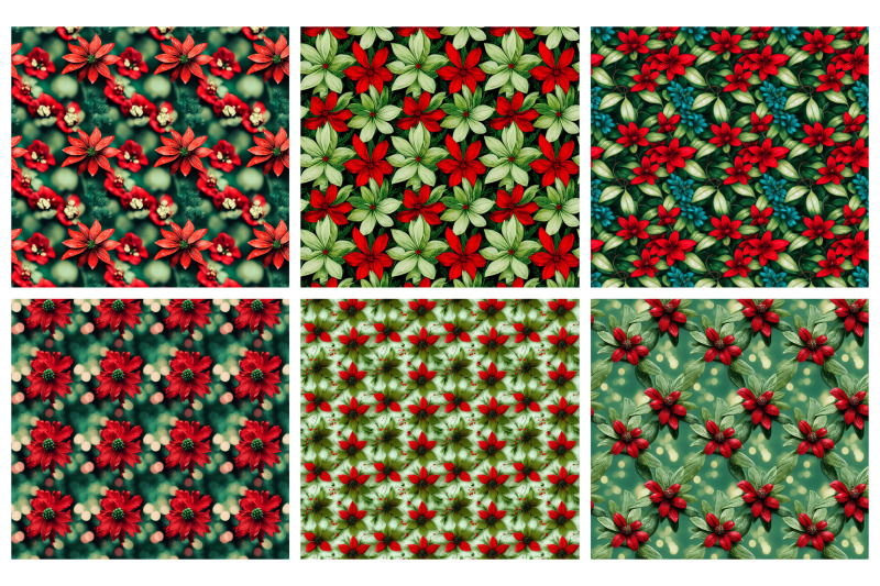 red-and-green-christmas-floral-seamless-pattern