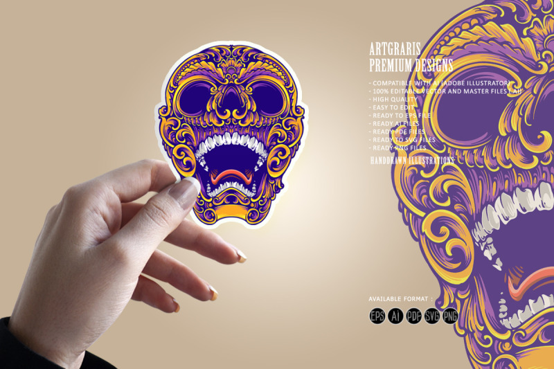 skull-head-classic-ornament-svg