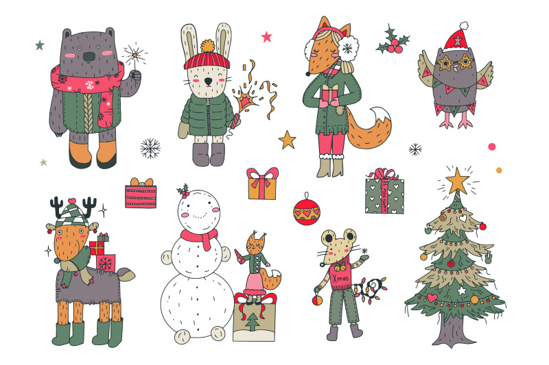 vector-christmas-animals