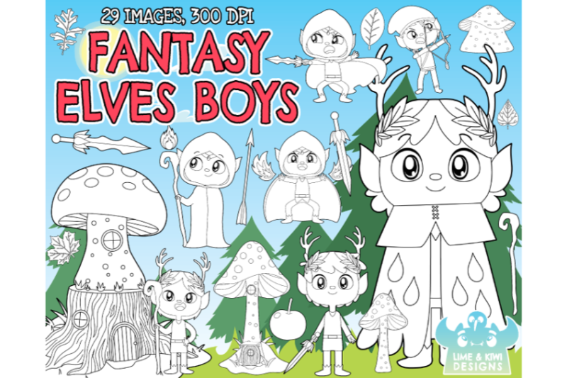 fantasy-elves-boys-digital-stamps-lime-and-kiwi-designs